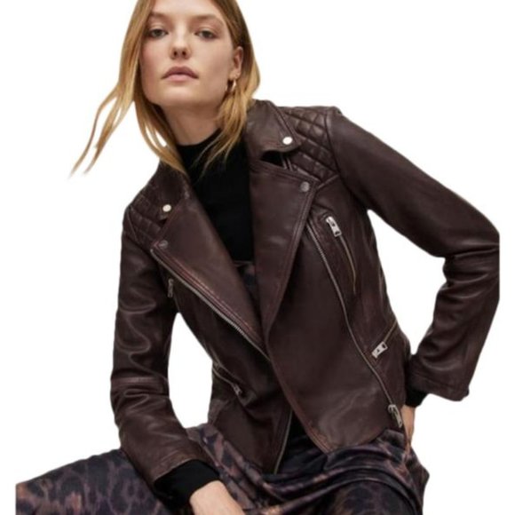 All Saints Jackets & Blazers - NWT All Saints Bleeker Biker Jacker - Leather - 0 - Brown
